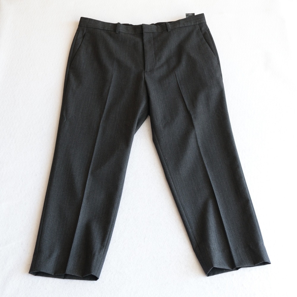 Theory Mens Mayer Herringbone Flannel Dress Pants Charcoal Gray Wool Blend 36